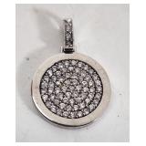 Rhinestone Disk Pendant Sterling Silver