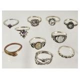 Lot of 10 Rings Some with Stones