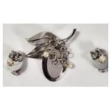 Triad Brooch Pendant and Clip On Earrings