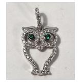 Green Onyx Gemstones Owl Pendant Sterling Silver