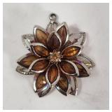 Light Orange Stones Flower Brooch