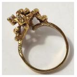 Clear Rhinestones on Gold Filled Ring Sz 9