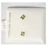 Citrine Post Ear Rings Sterling Silver VTG