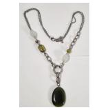 Olive & Light Green Resin Necklace