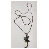 Colorful Lizard Pendant Necklace  17 Inches