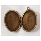 Etched Pill Locket Pendant Antique