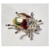 Beetle Bug Brooch VTG Rhinestones