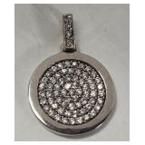 Rhinestone Disk Pendant Sterling Silver