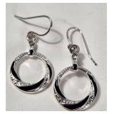 Delicate Earrings Onyx & Rhinestones