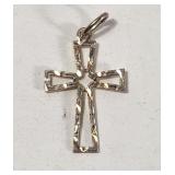 Etched Cross Pendant Sterling Silver VTG