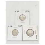 1934 1935 1936 5 Cents Canada
