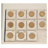 Canada $1 Dollar Set 1987 to 1995 11 Coins