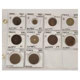 France 1855 to 1923 10 Coin Set