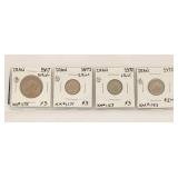 Iran 1967 to 1975 4 Coin Set