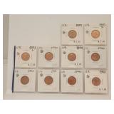 US Lincoln Cents 1970 to 1980 UNC