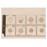 Canada 10 Cents 1998 to 2008 Set 8 Coins
