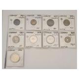 Lebanon Liban 1925 to 1996 9 Coin Set