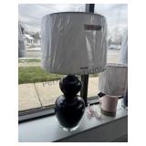 Black Ceramic Table Lamp Featuring A Double Gourd