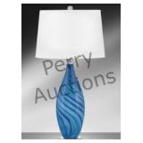 30' Dark Blue Swirl Glass Table Lamp