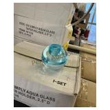 Rosen 481538 Aqua Glass Taper Holder 6 In A Box
