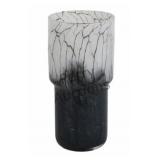 12x6' Abstract Glass Vase With Veining, White/blac