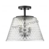 3-light Semiflush Matte Black Light Fixture