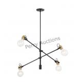 Mantra - 4 Light Pendant - Black Finish With Bruss
