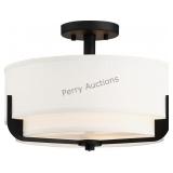 Frankie - 3 Light Semi Flush With Cream Fabric She