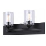 Hampton 2 Light Vanity, Black Finish