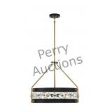 Edina 4-light Pendant In Matte Black With Warm Bra