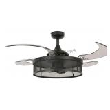 Meridian 48' Black Retractable Blade Fan & Light (