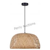 Black Contemporary Pendant With Natural Bamboo She