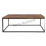 Black Metal Frame, Wood Top W. Chevron Pattern Tab