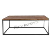 Black Metal Frame, Wood Top W. Chevron Pattern Tab