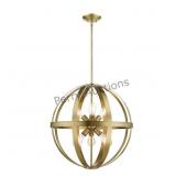 6 Lt Antique Brass Pendant Chandelier