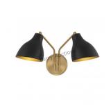 2-light Wall Sconce In Matte Black With Natural Bb