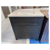 30 x 19 black bathroom vanity. 3 hole top. S