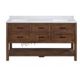 Tolbrook 60 In. Double Sink Brown Oak Bath Vanity
