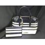 Brahmin Black & White Stripe Handbag w/ Matching