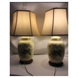 Chinese Style Porcelain Ginger Jar Lamps (pair)