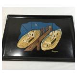 Vintage COUROC of Monterey Tray Boats in Harbor