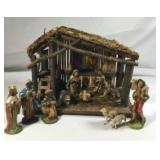 Nativity Set w/ Manger & Figures, Made in Italy