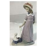 Vintage Lladro Girl Pulling Wagon