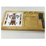 Vintage Wood Cheeseboard w/ Inlaid Native Tile
