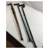Cane Collection (3) one wood & the others metal