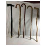 Walking Cane Collection (5) all  made of wood