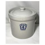 Stoneware #4 Canister or Crock w/ Lid