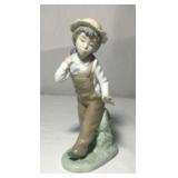 Vintage Lladro Figure Boy Carrying Puppy on Back