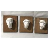 Polish Made Face Sculptures on Wood Plaque