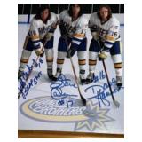 Hanson Brothers Slap Shot Triple-Signed Framed 8x1